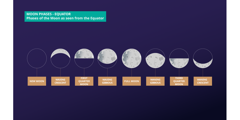 The Moon begins as dark, an illuminated portion grows from the top. Then once fully illuminated a dark portion grows from the top