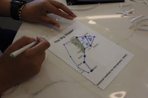 Students draw their own constellation on the stars that make up the Big Dipper